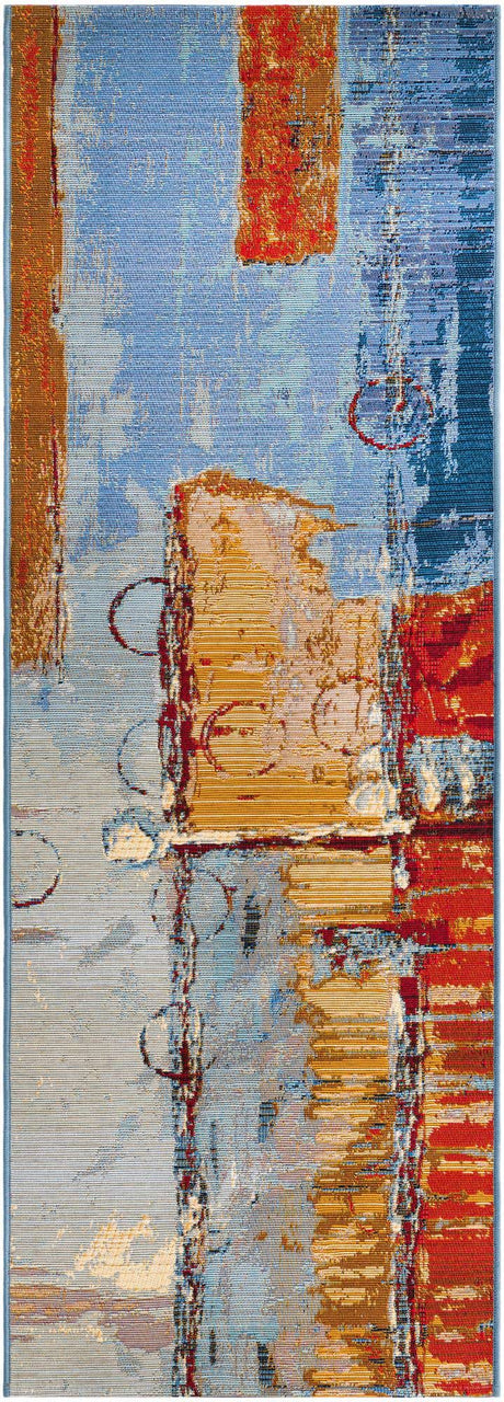 Multicolor 2' x 6' 1 Outdoor Modern Runner Rug