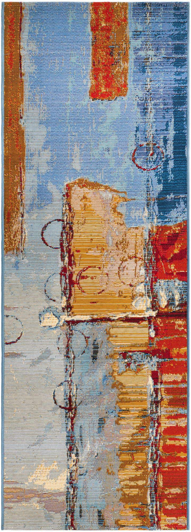 Multicolor 2' x 6' 1 Outdoor Modern Runner Rug
