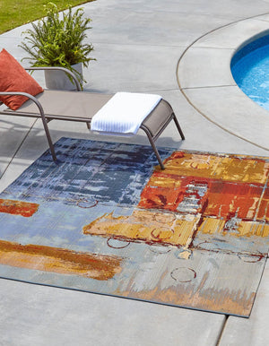 Multicolor 6' 1 x 6' 1 Outdoor Modern Square Rug