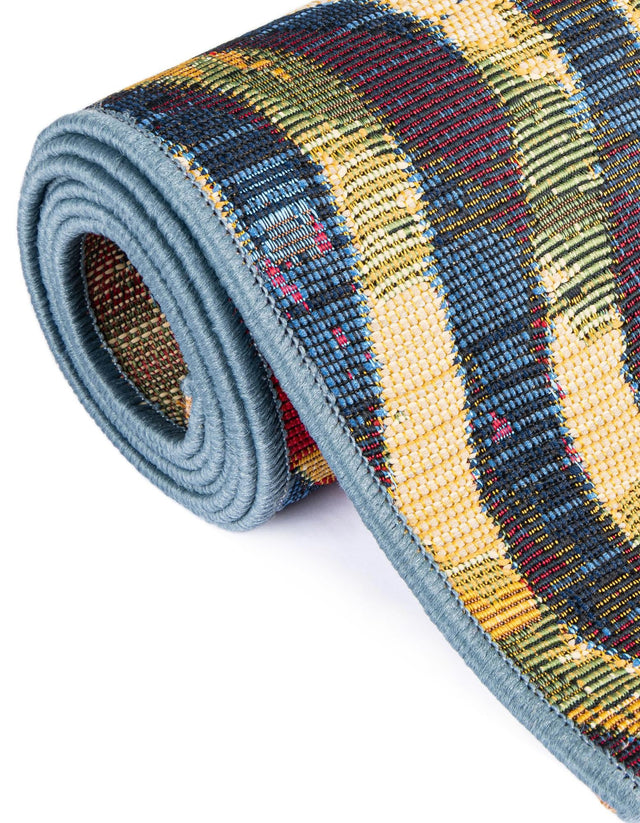 Multicolor 2' 7 x 10' Outdoor Modern Runner Area Rug Weather Resistant for Patio, Deck, Terrace, Balcony, Porch 100% Polypropylene Modern Outside Carpet for Sale at Rug Engine