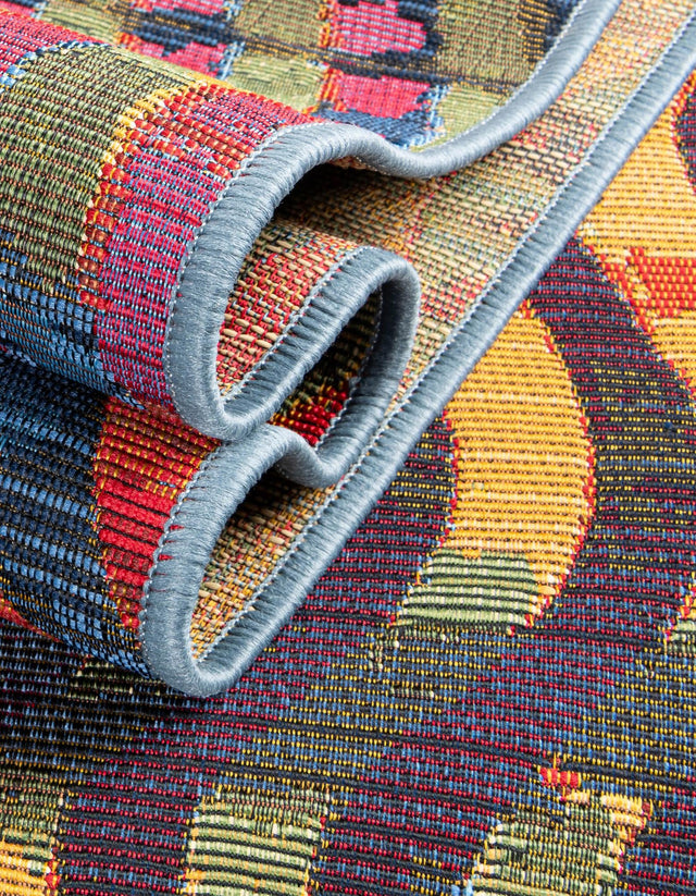 Multicolor 2' 7 x 10' Outdoor Modern Runner Area Rug Weather Resistant for Patio, Deck, Terrace, Balcony, Porch 100% Polypropylene Modern Outside Carpet for Sale at Rug Engine