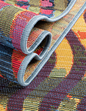 Multicolor 2' x 3' 11 Outdoor Modern Runner Area Rug Weather Resistant for Patio, Deck, Terrace, Balcony, Porch 100% Polypropylene Modern Outside Carpet for Sale at Rug Engine