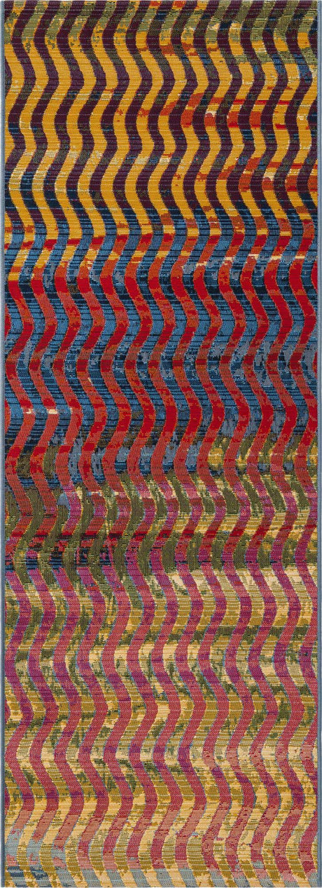 Multicolor 2' x 6' 1 Outdoor Modern Runner Rug
