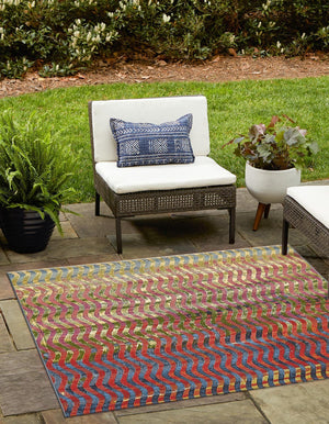 Multicolor 6' 1 x 6' 1 Outdoor Modern Square Rug