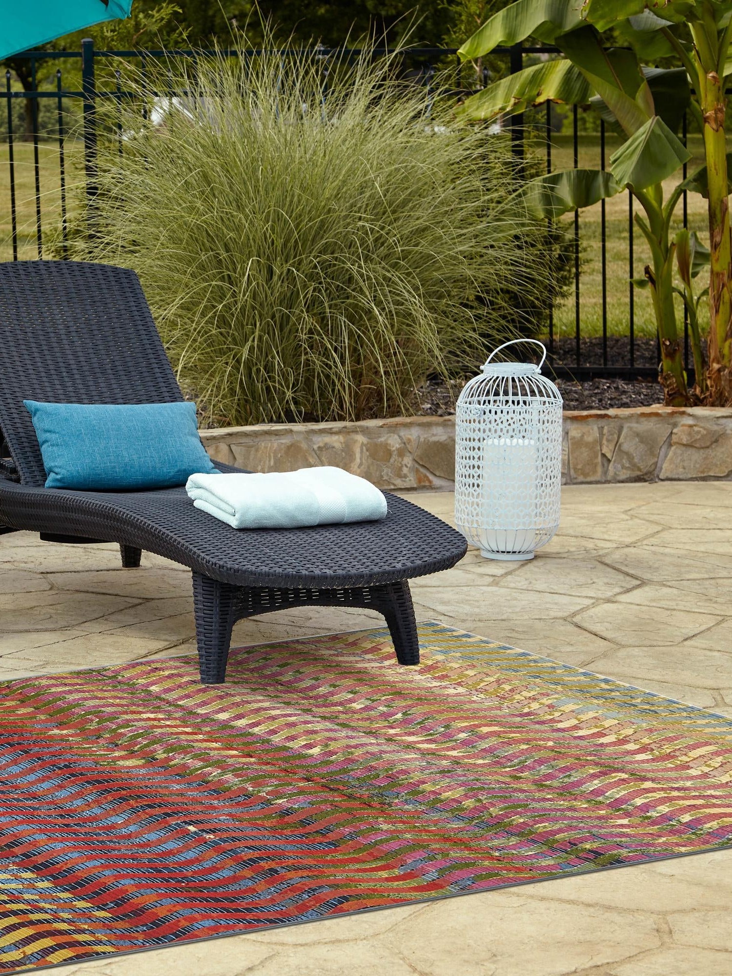 Multicolor 2' 2 x 3' 1 Outdoor Modern Rectangle Area Rug Weather Resistant for Patio, Deck, Terrace, Balcony, Porch 100% Polypropylene Modern Outside Carpet for Sale at Rug Engine