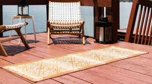 Beige and Terracotta 2' 7 x 5' 3 Outdoor Trellis Runner Area Rug Weather Resistant for Patio, Deck, Terrace, Balcony, Porch Geometric Design Water Safe Outside Carpet for Sale at Rug Engine