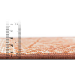 Beige and Terracotta 2' 7 x 5' 3 Outdoor Trellis Runner Area Rug Weather Resistant for Patio, Deck, Terrace, Balcony, Porch Geometric Design Water Safe Outside Carpet for Sale at Rug Engine