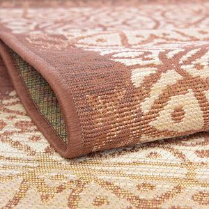 Beige and Terracotta 2' 7 x 5' 3 Outdoor Trellis Runner Area Rug Weather Resistant for Patio, Deck, Terrace, Balcony, Porch Geometric Design Water Safe Outside Carpet for Sale at Rug Engine