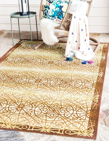 Beige and Terracotta 10' x 12' 2 Outdoor Trellis Rectangle Rug