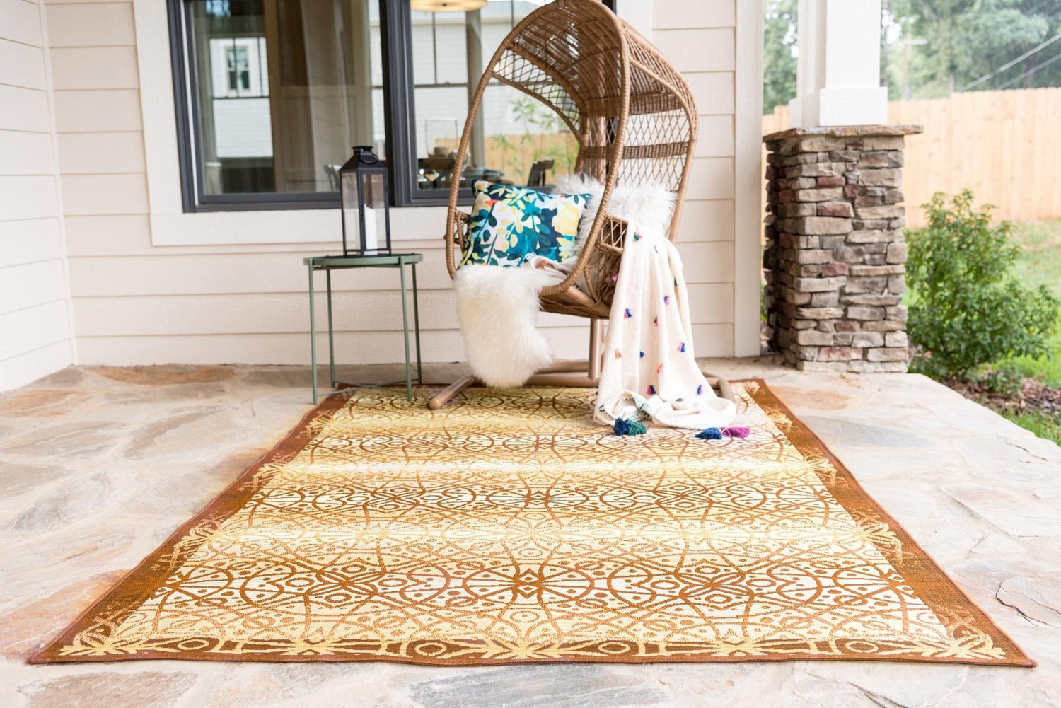 Beige and Terracotta 10' x 12' 2 Outdoor Trellis Rectangle Area Rug Weather Resistant for Patio, Deck, Terrace, Balcony, Porch Geometric Design Water Safe Outside Carpet for Sale at Rug Engine