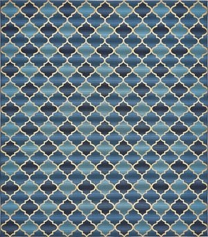 Blue 10' x 12' Outdoor Trellis Rectangle Rug