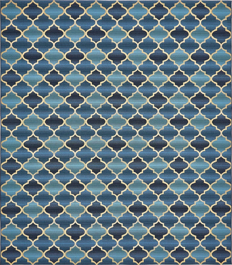 Blue 10' x 12' Outdoor Trellis Rectangle Rug