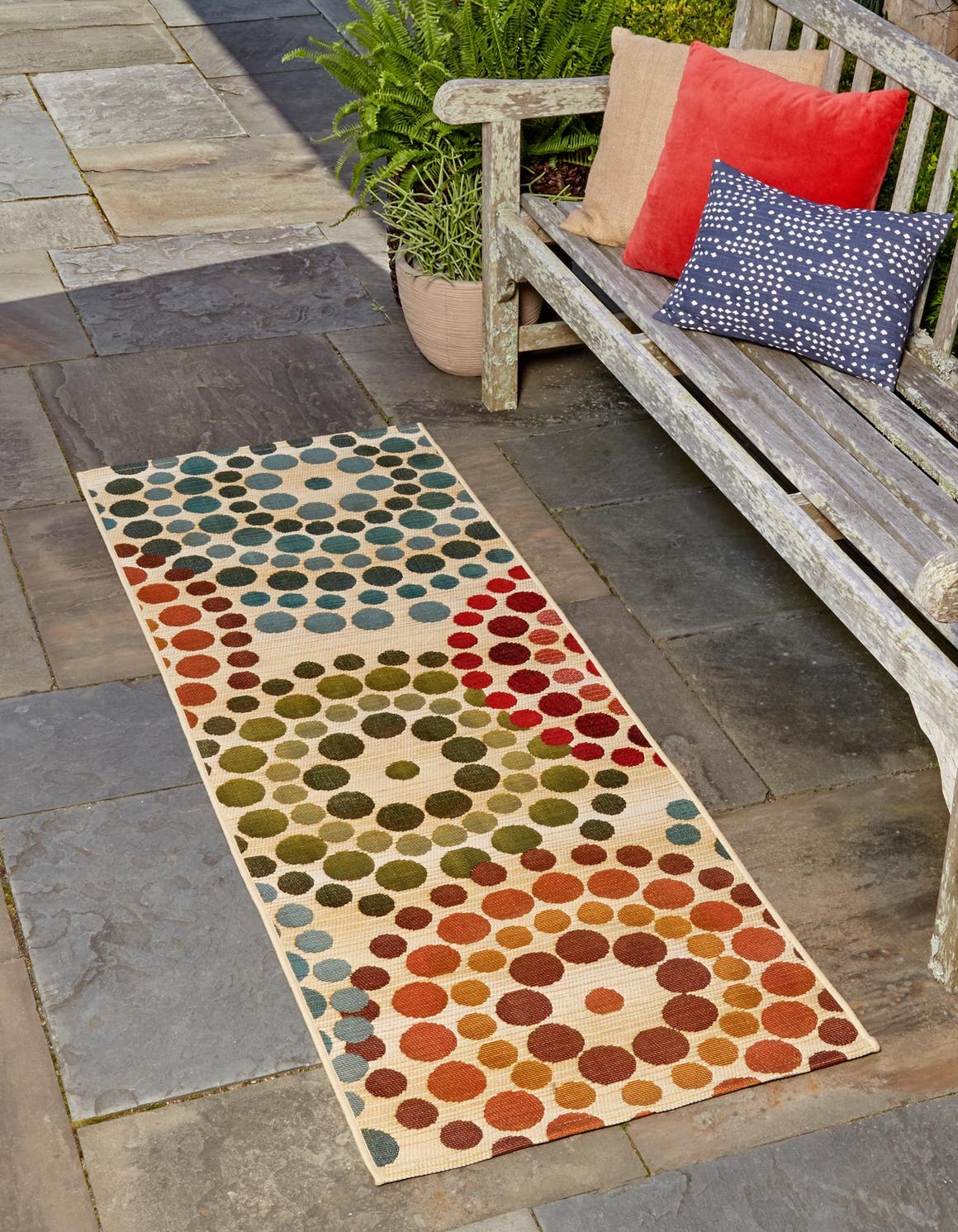 Beige 2' x 8' Outdoor Modern Runner Area Rug Weather Resistant for Patio, Deck, Terrace, Balcony, Porch 100% Polypropylene Modern Outside Carpet for Sale at Rug Engine