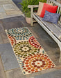 Beige 2' 7 x 9' Outdoor Modern Runner Area Rug Weather Resistant for Patio, Deck, Terrace, Balcony, Porch 100% Polypropylene Modern Outside Carpet for Sale at Rug Engine