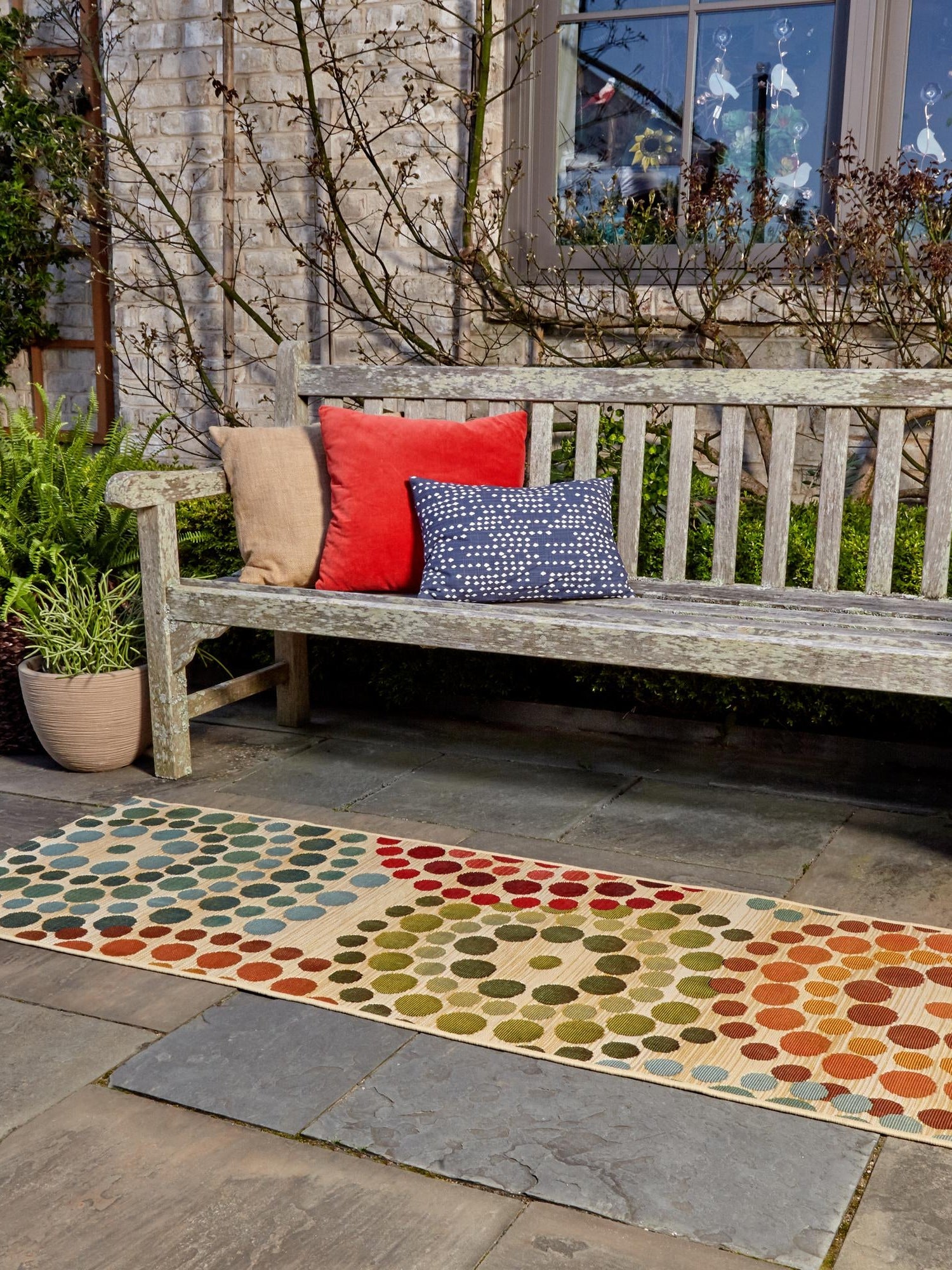 Beige 2' 7 x 10' Outdoor Modern Runner Area Rug Weather Resistant for Patio, Deck, Terrace, Balcony, Porch 100% Polypropylene Modern Outside Carpet for Sale at Rug Engine