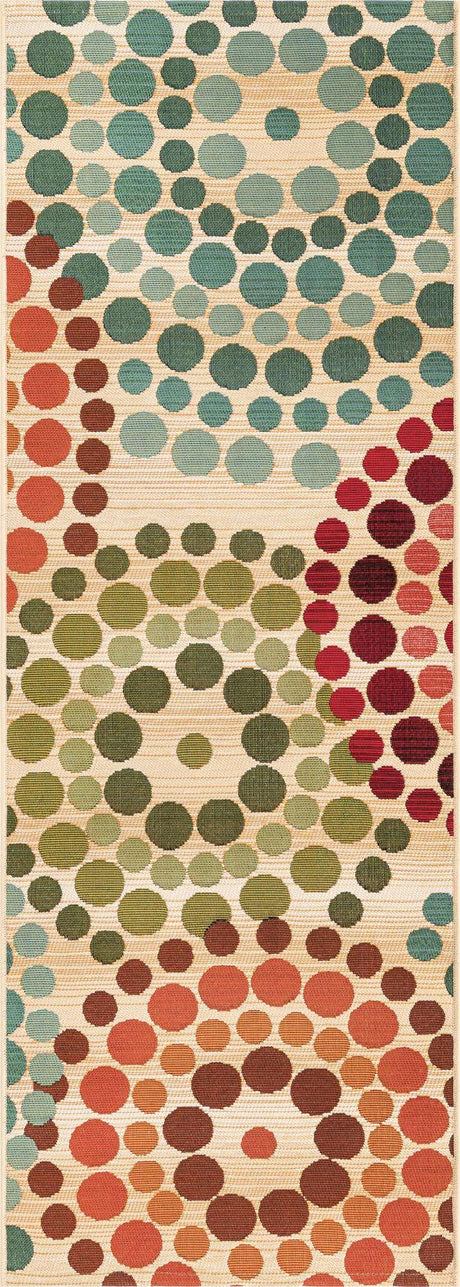 Beige 2' x 6' 1 Outdoor Modern Runner Rug