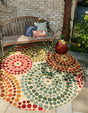 Beige 6' 1 x 6' 1 Outdoor Modern Round Rug