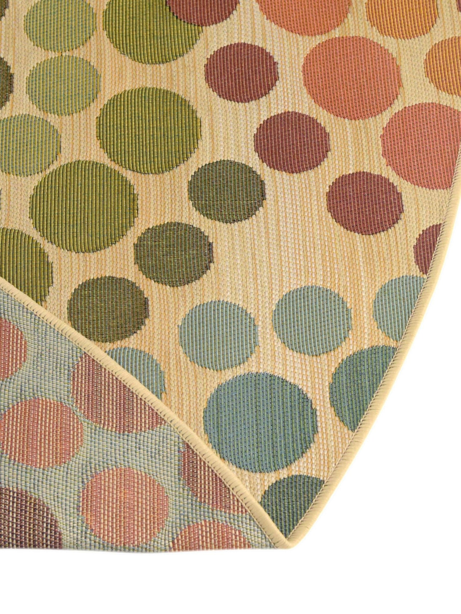 Beige 2' 7 x 2' 7 Outdoor Modern Round Area Rug Weather Resistant for Patio, Deck, Terrace, Balcony, Porch 100% Polypropylene Modern Outside Carpet for Sale at Rug Engine