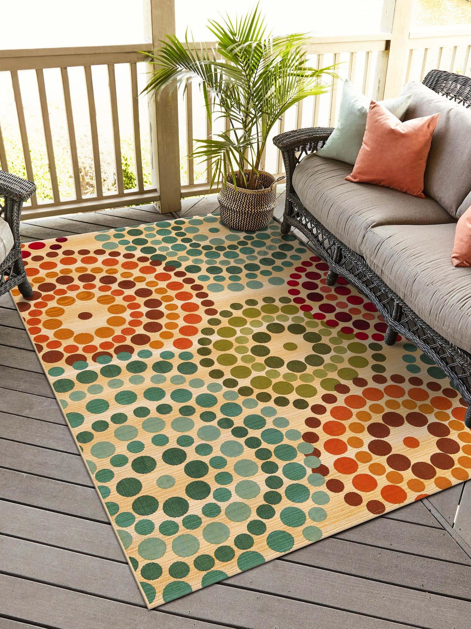 Beige 10' x 12' 2 Outdoor Modern Rectangle Area Rug Weather Resistant for Patio, Deck, Terrace, Balcony, Porch 100% Polypropylene Modern Outside Carpet for Sale at Rug Engine