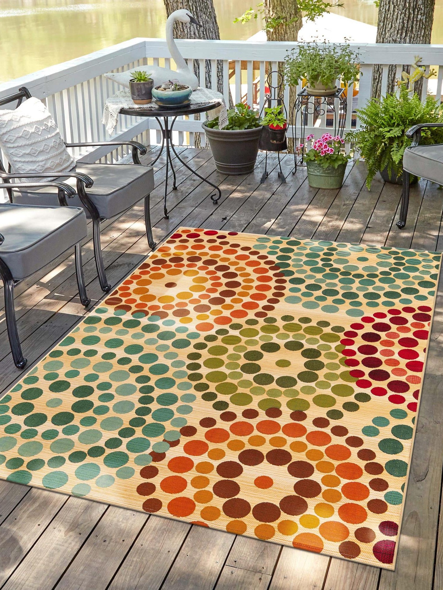 Beige 3' 3 x 5' 3 Outdoor Modern Rectangle Area Rug Weather Resistant for Patio, Deck, Terrace, Balcony, Porch 100% Polypropylene Modern Outside Carpet for Sale at Rug Engine