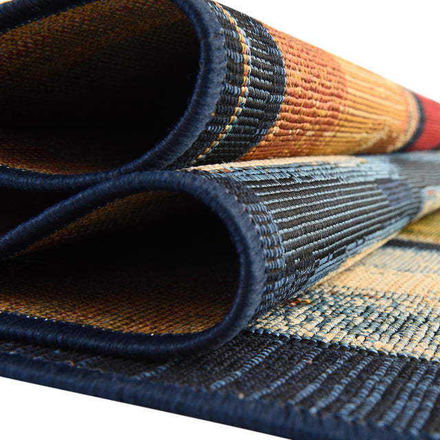 Multicolor 2' 7 x 12' Outdoor Modern Runner Area Rug Weather Resistant for Patio, Deck, Terrace, Balcony, Porch 100% Polypropylene Modern Outside Carpet for Sale at Rug Engine