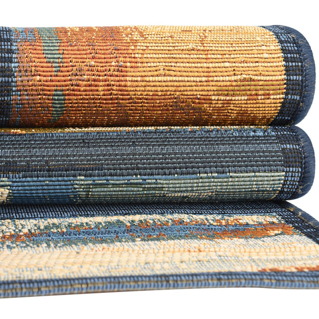 Multicolor 2' 7 x 12' Outdoor Modern Runner Area Rug Weather Resistant for Patio, Deck, Terrace, Balcony, Porch 100% Polypropylene Modern Outside Carpet for Sale at Rug Engine