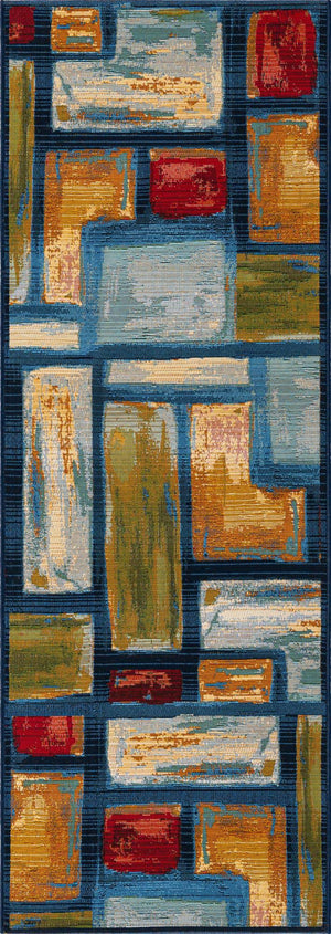 Multicolor 2' x 6' 1 Outdoor Modern Runner Rug