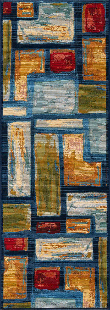 Multicolor 2' x 6' 1 Outdoor Modern Runner Rug