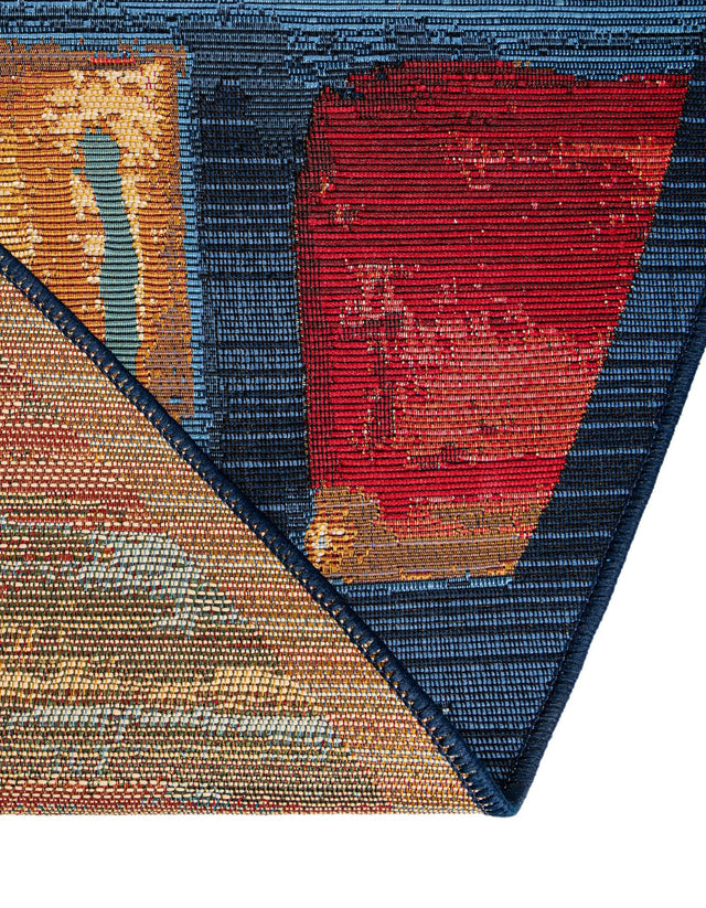 Multicolor 8' x 8' Outdoor Modern Round Rug