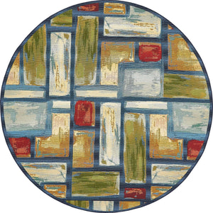 Multicolor 8' x 8' Outdoor Modern Round Rug