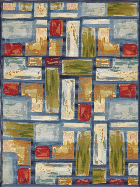 Multicolor 8' x 11' 4 Outdoor Modern Rectangle Rug