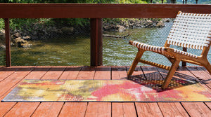 Multicolor 2' 7 x 7' Outdoor Modern Runner Area Rug Weather Resistant for Patio, Deck, Terrace, Balcony, Porch 100% Polypropylene Modern Outside Carpet for Sale at Rug Engine