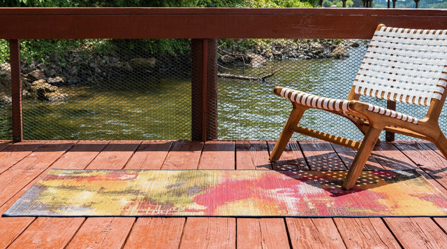 Multicolor 2' 7 x 5' 3 Outdoor Modern Runner Area Rug Weather Resistant for Patio, Deck, Terrace, Balcony, Porch 100% Polypropylene Modern Outside Carpet for Sale at Rug Engine