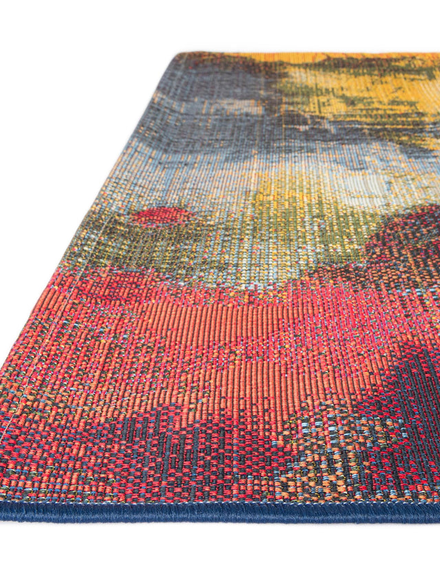 Multicolor 2' 7 x 10' Outdoor Modern Runner Area Rug Weather Resistant for Patio, Deck, Terrace, Balcony, Porch 100% Polypropylene Modern Outside Carpet for Sale at Rug Engine