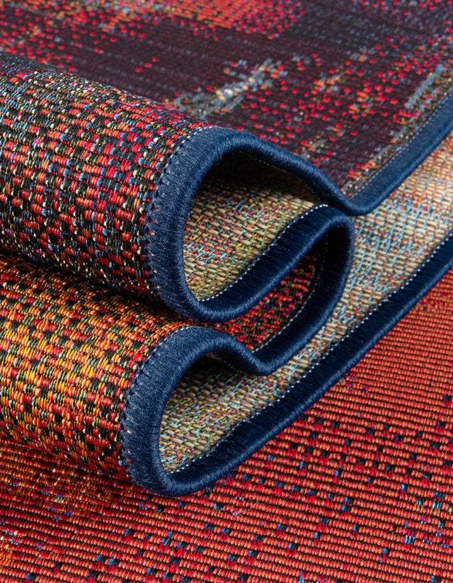 Multicolor 2' 7 x 7' Outdoor Modern Runner Area Rug Weather Resistant for Patio, Deck, Terrace, Balcony, Porch 100% Polypropylene Modern Outside Carpet for Sale at Rug Engine