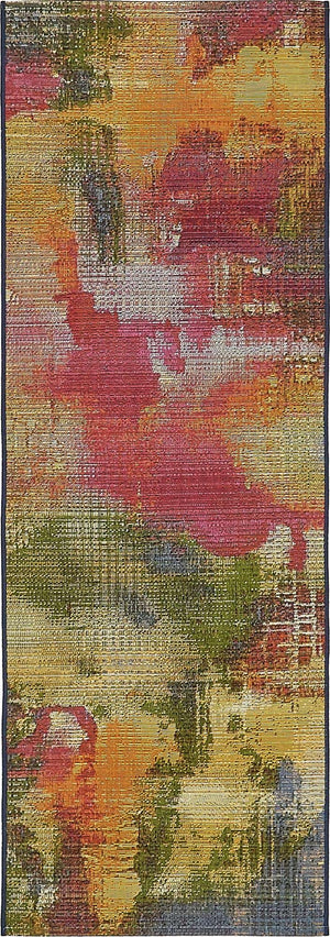 Multicolor 2' x 6' 1 Outdoor Modern Runner Rug
