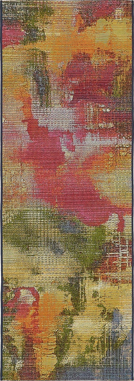 Multicolor 2' x 6' 1 Outdoor Modern Runner Rug