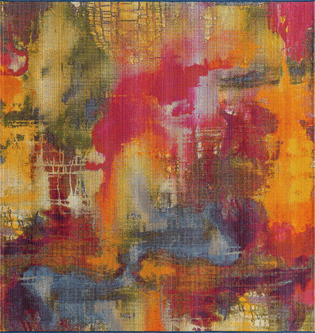 Multicolor 6' 1 x 6' 1 Outdoor Modern Square Rug