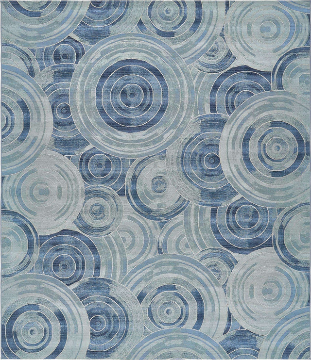 Light Blue 10' x 12' 2 Outdoor Modern Rectangle Rug