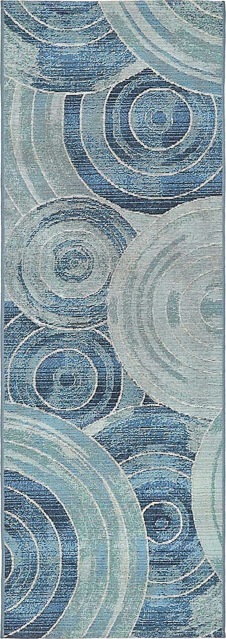 Light Blue 2' x 6' 1 Outdoor Modern Runner Rug