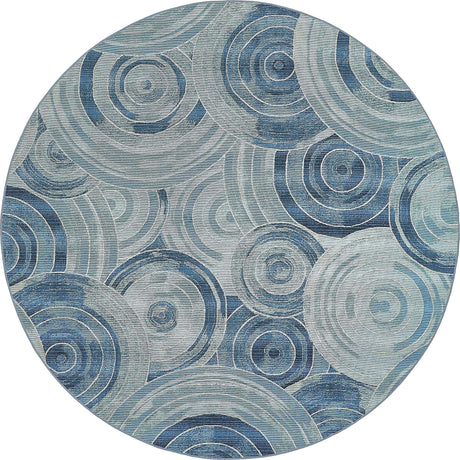 Light Blue 8' x 8' Outdoor Modern Round Rug