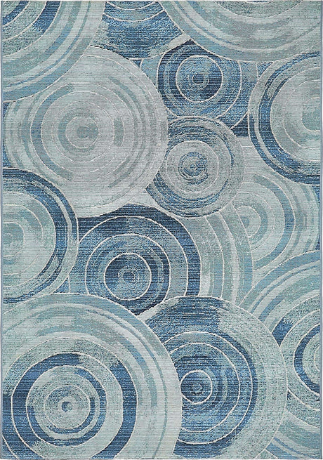 Light Blue 4' 1 x 6' 1 Outdoor Modern Rectangle Rug
