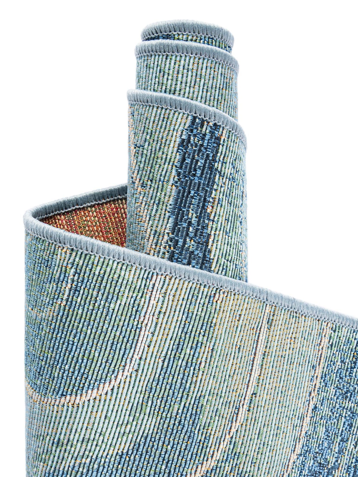 Light Blue 4' 1 x 6' 1 Outdoor Modern Rectangle Area Rug Weather Resistant for Patio, Deck, Terrace, Balcony, Porch 100% Polypropylene Modern Outside Carpet for Sale at Rug Engine