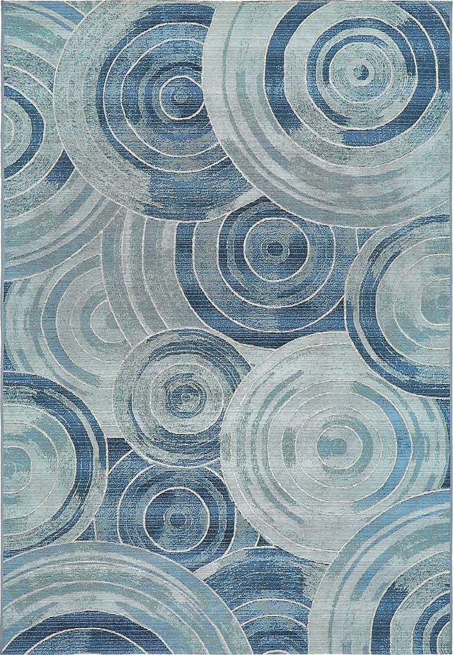 Light Blue 5' 3 x 8' Outdoor Modern Rectangle Rug