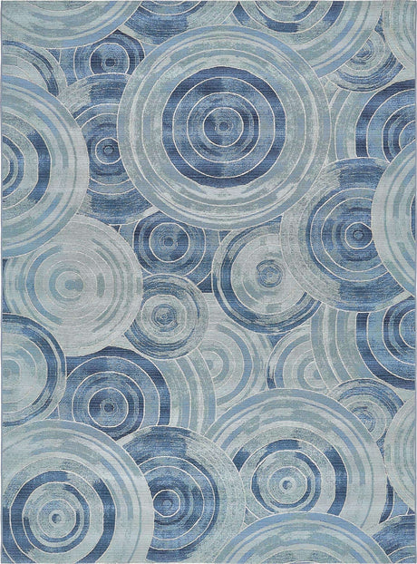Light Blue 8' x 11' 4 Outdoor Modern Rectangle Rug