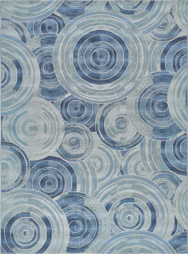 Light Blue 8' x 11' 4 Outdoor Modern Rectangle Area Rug Weather Resistant for Patio, Deck, Terrace, Balcony, Porch