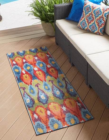 Multicolor 2' x 6' 1 Outdoor Modern Runner Rug