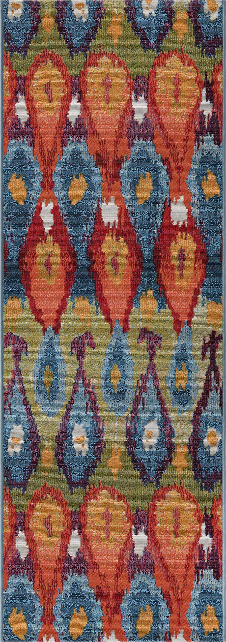 Multicolor 2' x 6' 1 Outdoor Modern Runner Rug