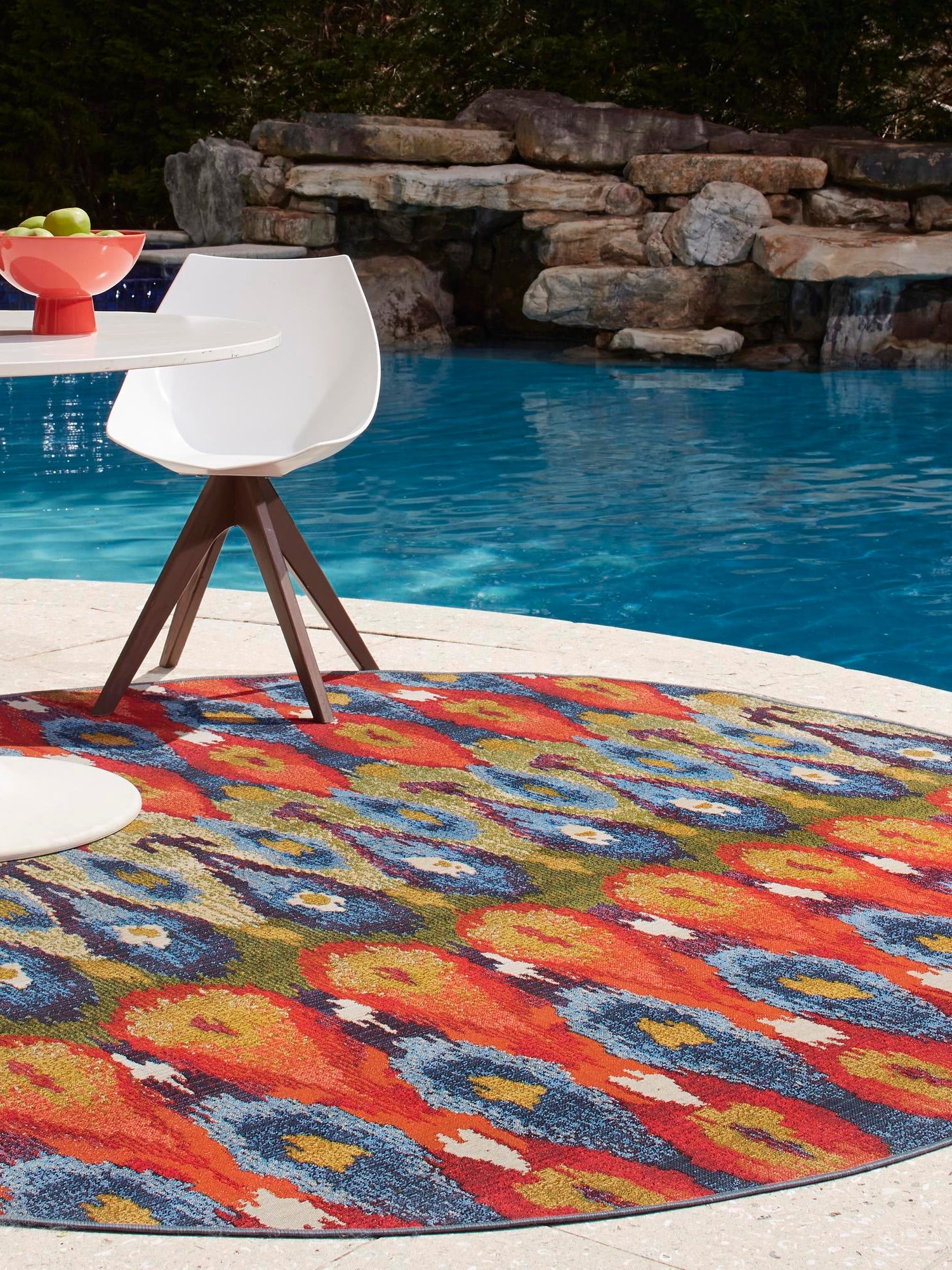 Multicolor 4' 1 x 4' 1 Outdoor Modern Round Area Rug Weather Resistant for Patio, Deck, Terrace, Balcony, Porch 100% Polypropylene Modern Outside Carpet for Sale at Rug Engine