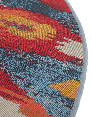 Multicolor 10' x 10' Outdoor Modern Round Area Rug Weather Resistant for Patio, Deck, Terrace, Balcony, Porch 100% Polypropylene Modern Outside Carpet for Sale at Rug Engine